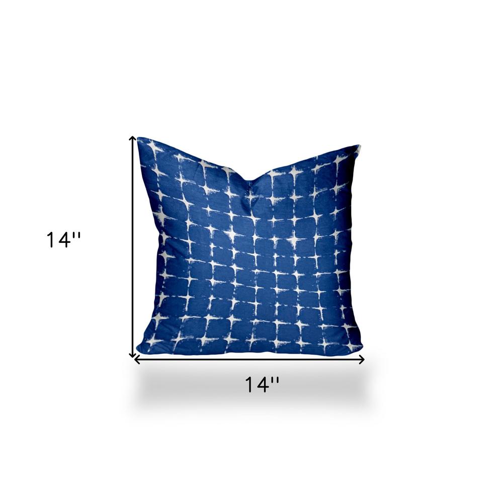 14" X 14" Blue And White Enveloped Gingham Throw Indoor Outdoor Pillow. Picture 4