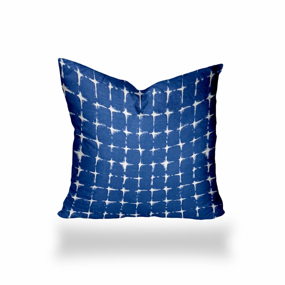 16" X 16" Blue And White Enveloped Gingham Throw Indoor Outdoor Pillow. Picture 1