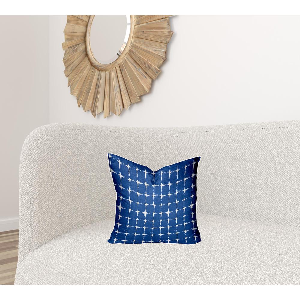 16" X 16" Blue And White Enveloped Gingham Throw Indoor Outdoor Pillow. Picture 2