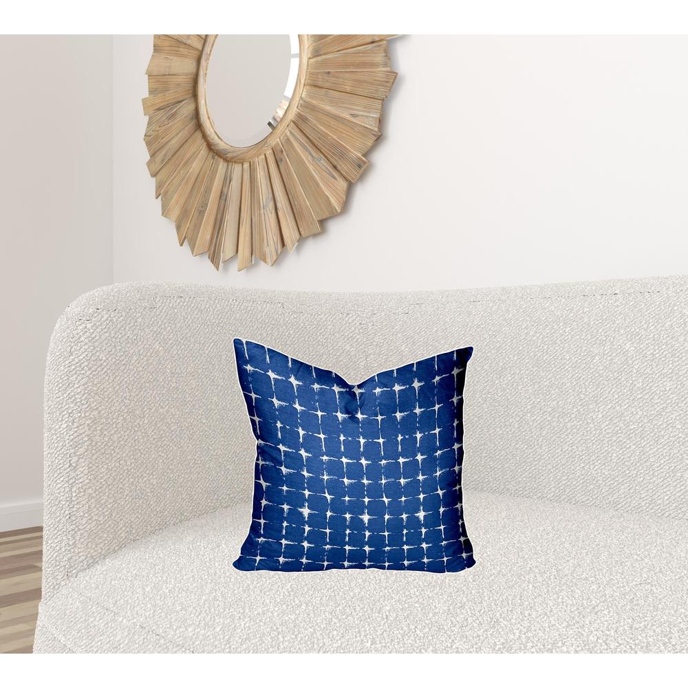 18" X 18" Blue And White Enveloped Gingham Throw Indoor Outdoor Pillow Cover. Picture 2