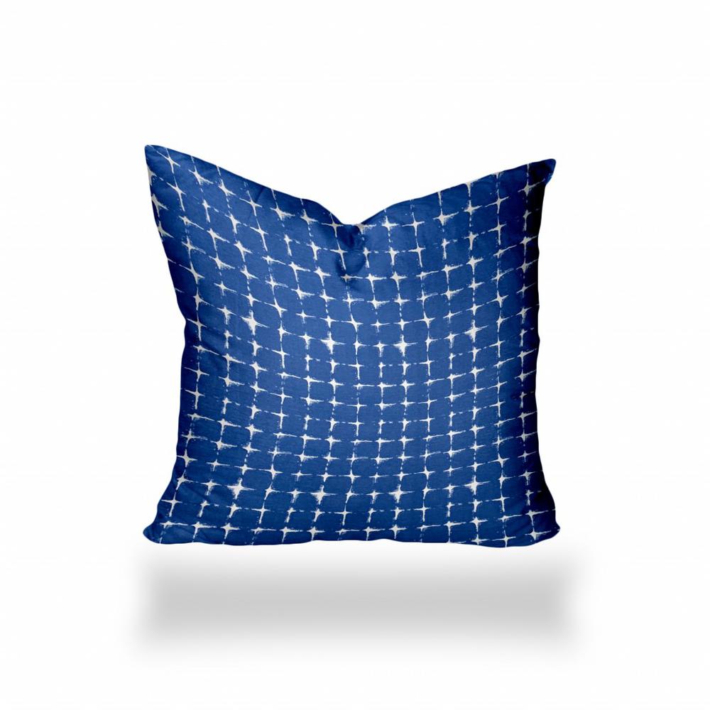 22" X 22" Blue And White Blown Seam Gingham Throw Indoor Outdoor Pillow. Picture 1
