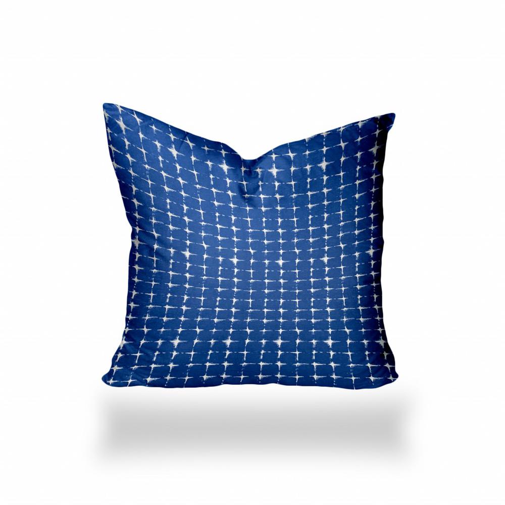 24" X 24" Blue And White Enveloped Gingham Throw Indoor Outdoor Pillow Cover. Picture 1