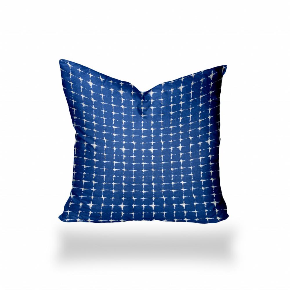 26" X 26" Blue And White Enveloped Gingham Throw Indoor Outdoor Pillow Cover. Picture 1