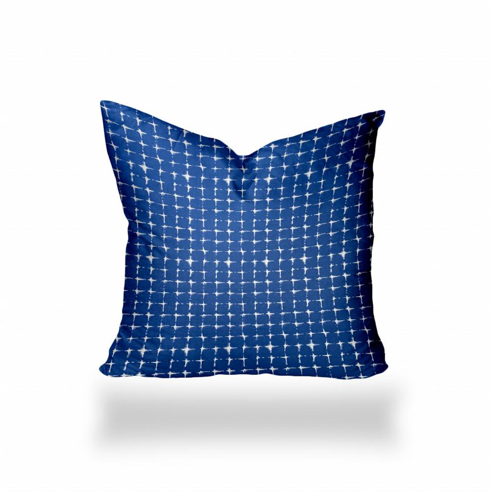 36" X 36" Blue And White Enveloped Gingham Throw Indoor Outdoor Pillow Cover. Picture 1