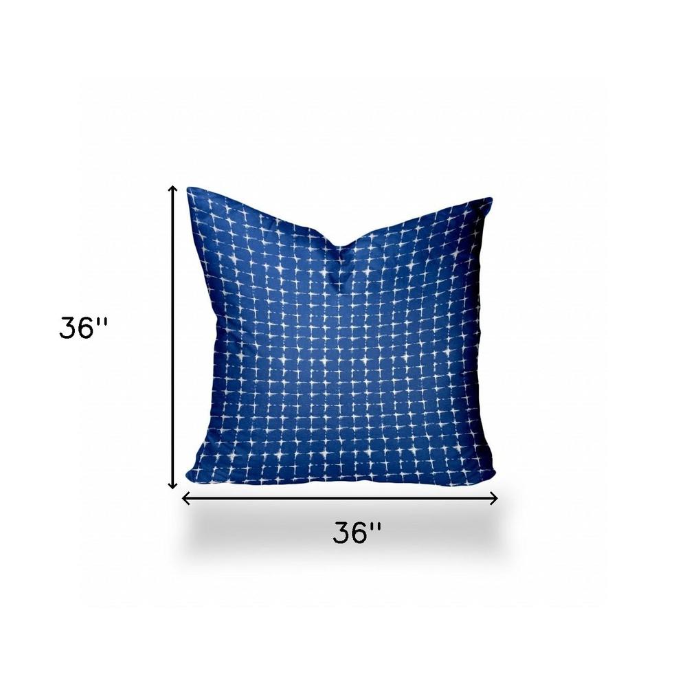 36" X 36" Blue And White Enveloped Gingham Throw Indoor Outdoor Pillow. Picture 4