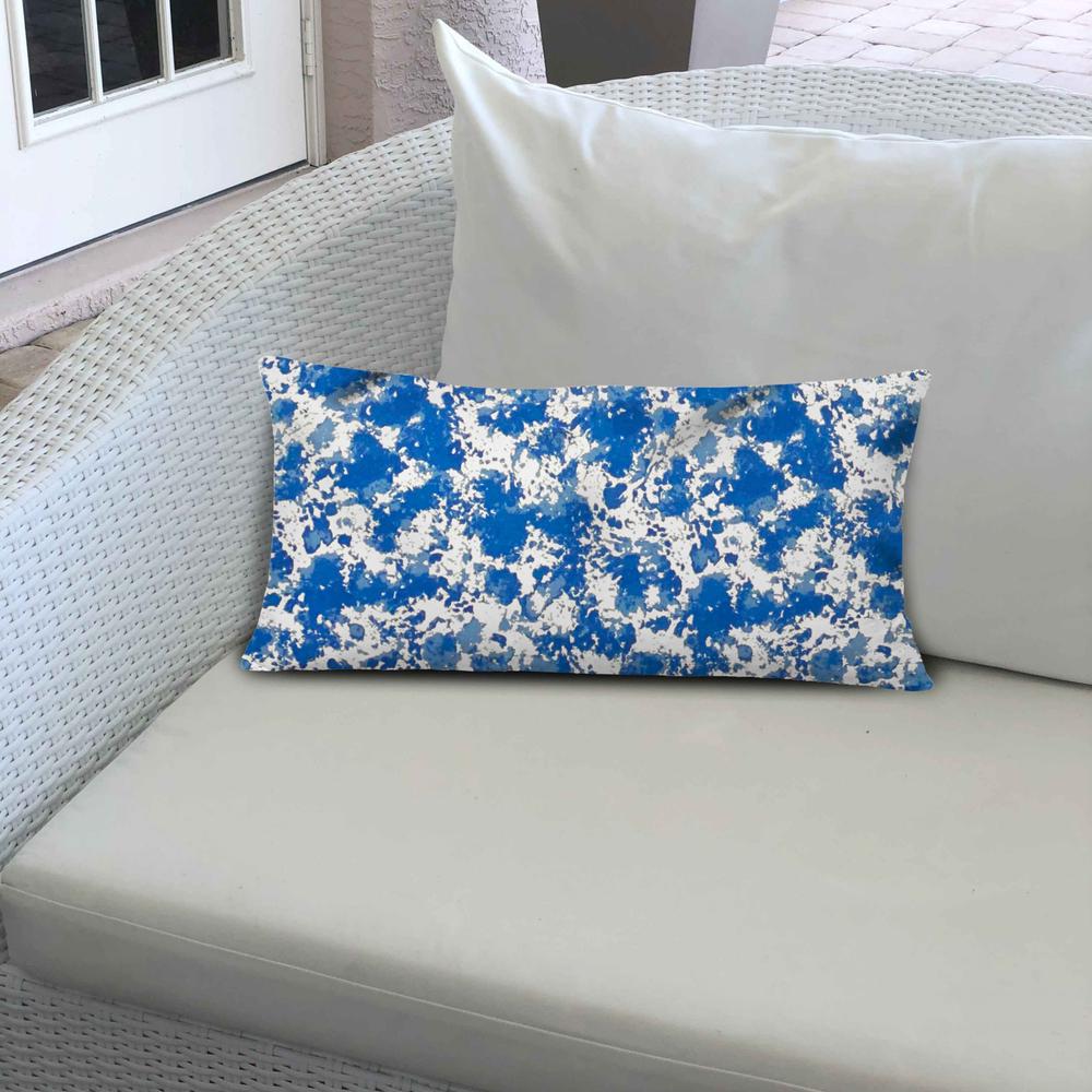 12" X 16" Blue And White Blown Seam Coastal Lumbar Indoor Outdoor Pillow. Picture 3