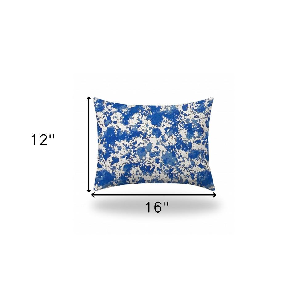 12" X 16" Blue And White Zippered Lumbar Indoor Outdoor Pillow Cover. Picture 4