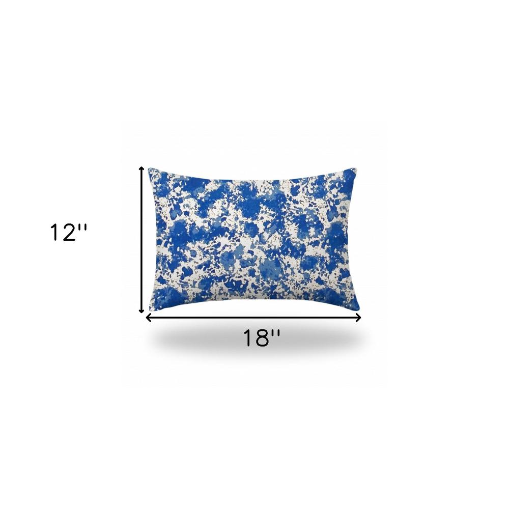 12" X 18" Blue And White Blown Seam Coastal Lumbar Indoor Outdoor Pillow. Picture 4