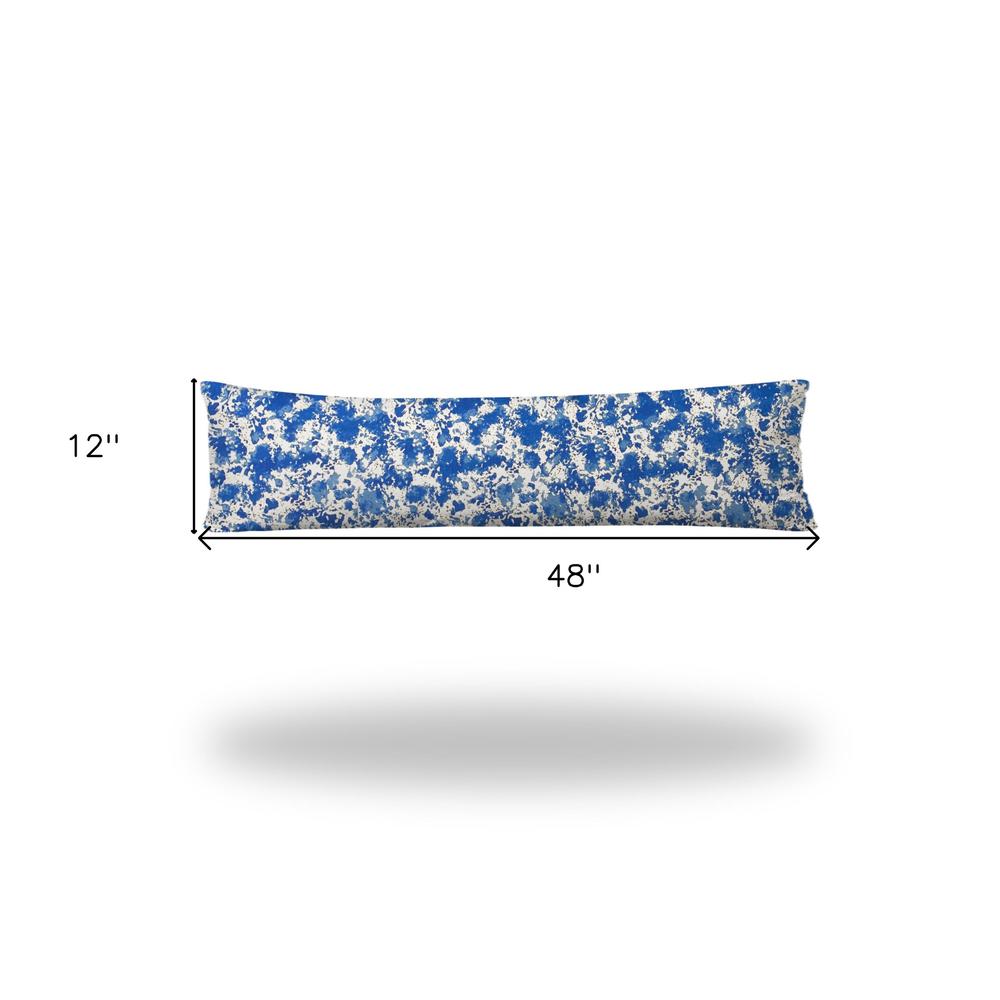 12" X 48" Blue And White Enveloped Indoor Outdoor Lumbar Pillow. Picture 5