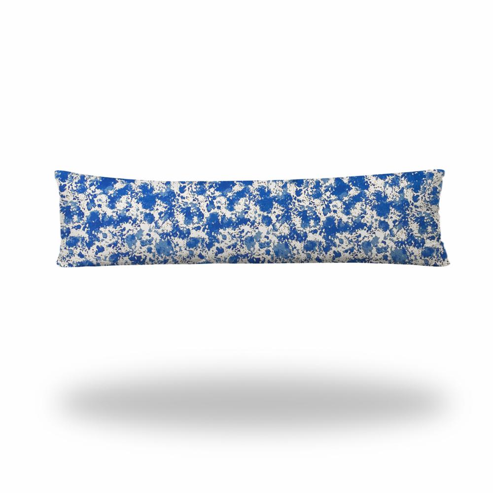 12" X 48" Blue And White Blown Seam Coastal Lumbar Indoor Outdoor Pillow. Picture 1