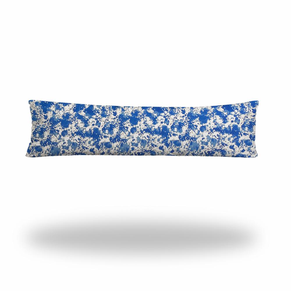 12" X 48" Blue And White Blown Seam Coastal Lumbar Indoor Outdoor Pillow. Picture 3