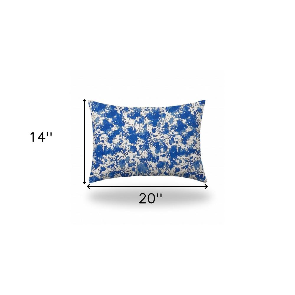 14" X 20" Blue And White Blown Seam Coastal Lumbar Indoor Outdoor Pillow. Picture 4