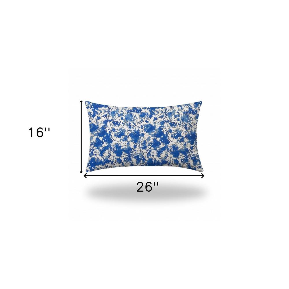 16" X 26" Blue And White Enveloped Coastal Lumbar Indoor Outdoor Pillow. Picture 4