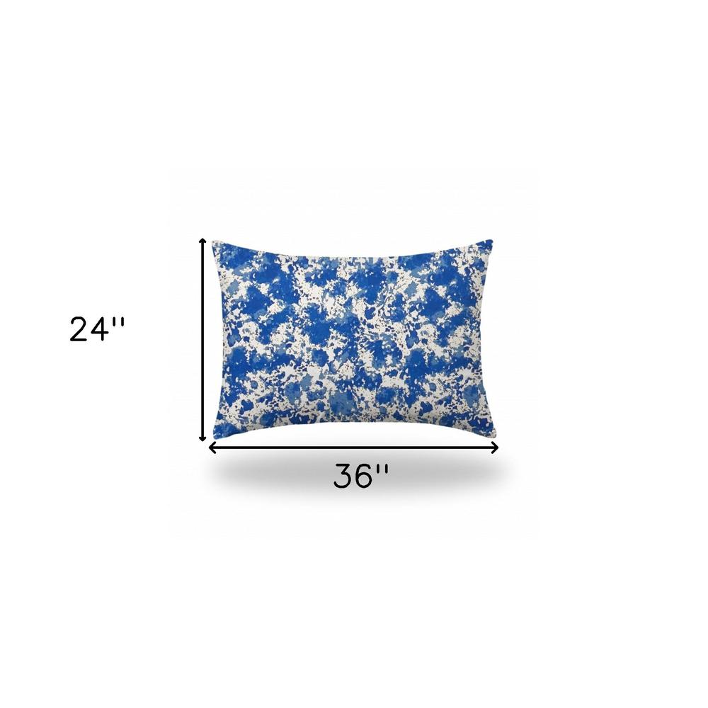 24" X 36" Blue And White Blown Seam Coastal Lumbar Indoor Outdoor Pillow. Picture 4
