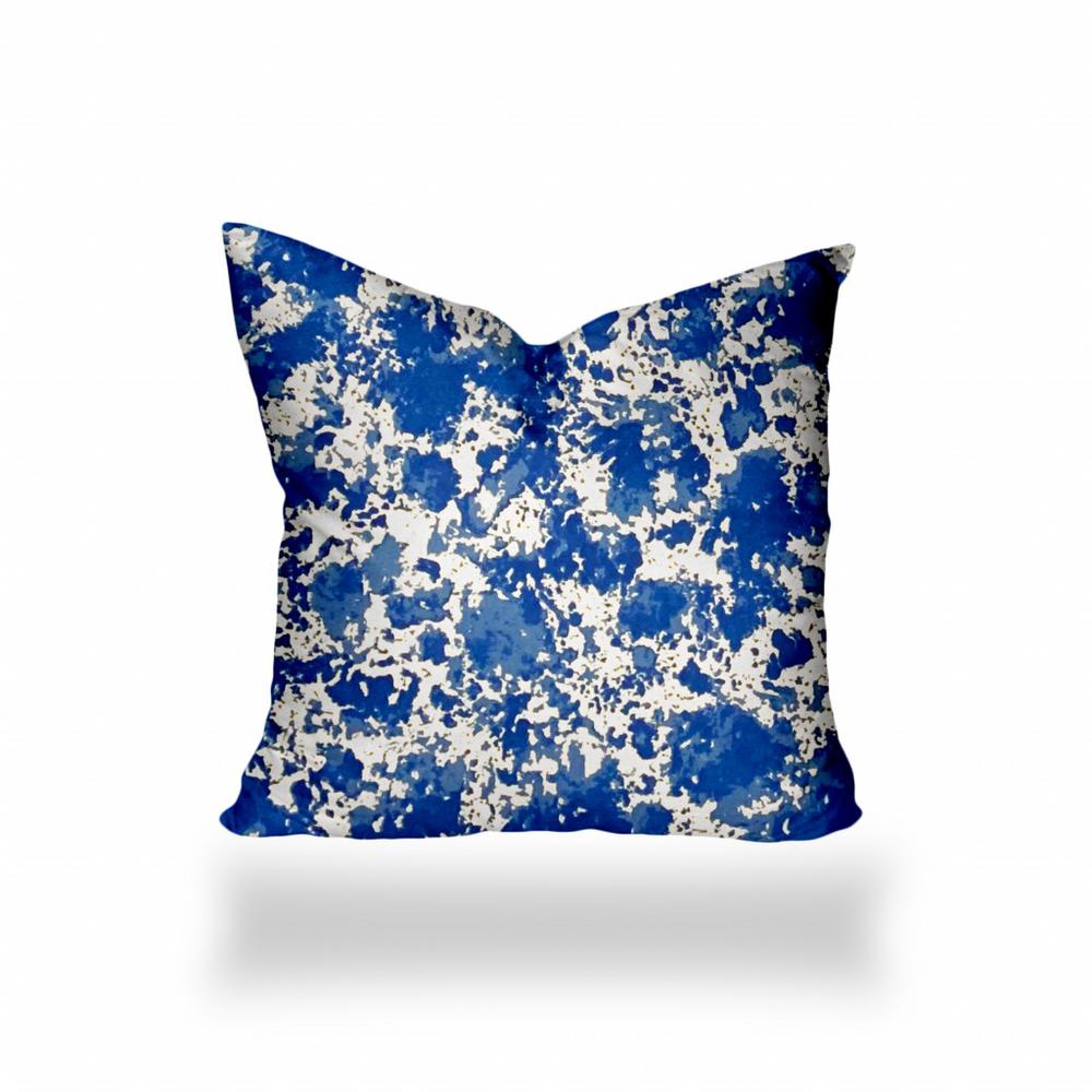 14" X 14" Blue And White Zippered Coastal Throw Indoor Outdoor Pillow Cover. Picture 1