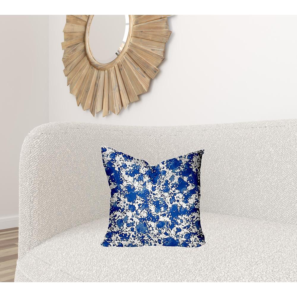18" X 18" Blue And White Enveloped Coastal Throw Indoor Outdoor Pillow Cover. Picture 2