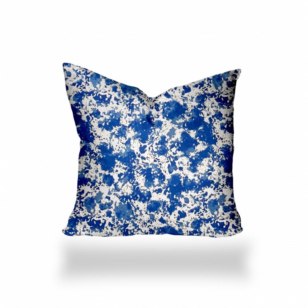 20" X 20" Blue And White Enveloped Coastal Throw Indoor Outdoor Pillow Cover. Picture 1