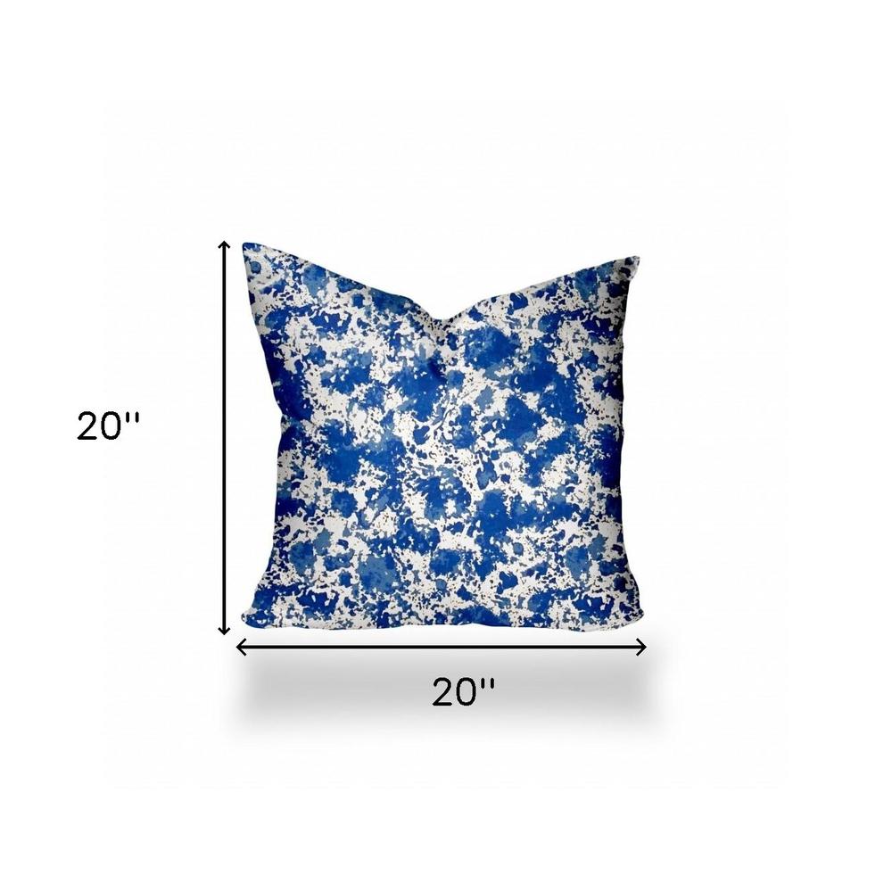 20" X 20" Blue And White Enveloped Coastal Throw Indoor Outdoor Pillow Cover. Picture 4
