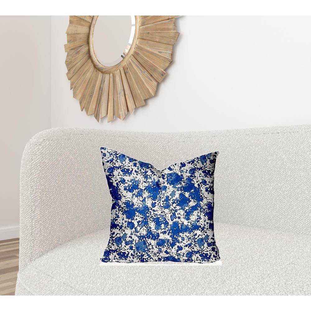 20" X 20" Blue And White Enveloped Coastal Throw Indoor Outdoor Pillow Cover. Picture 2