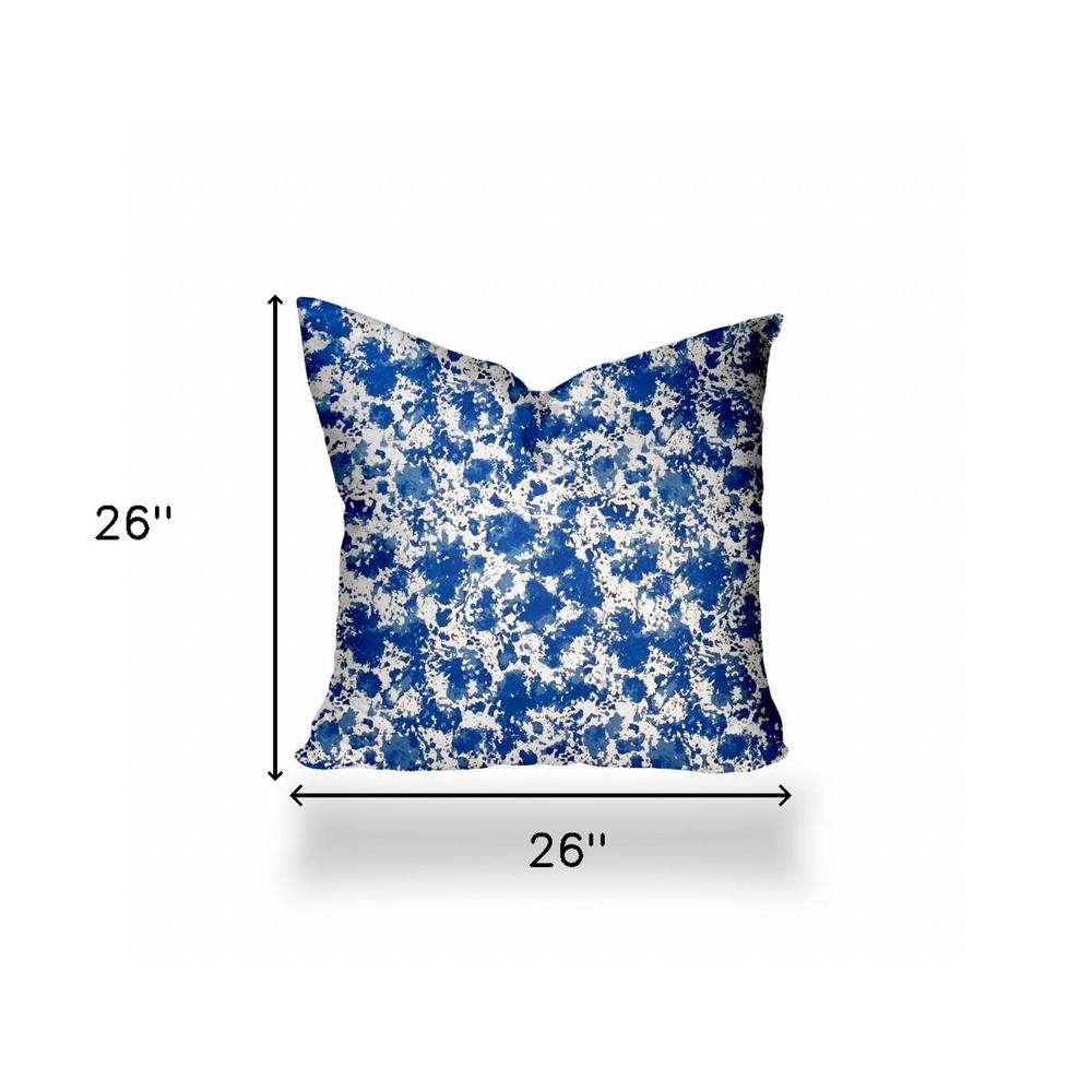26" X 26" Blue And White Enveloped Coastal Throw Indoor Outdoor Pillow Cover. Picture 4