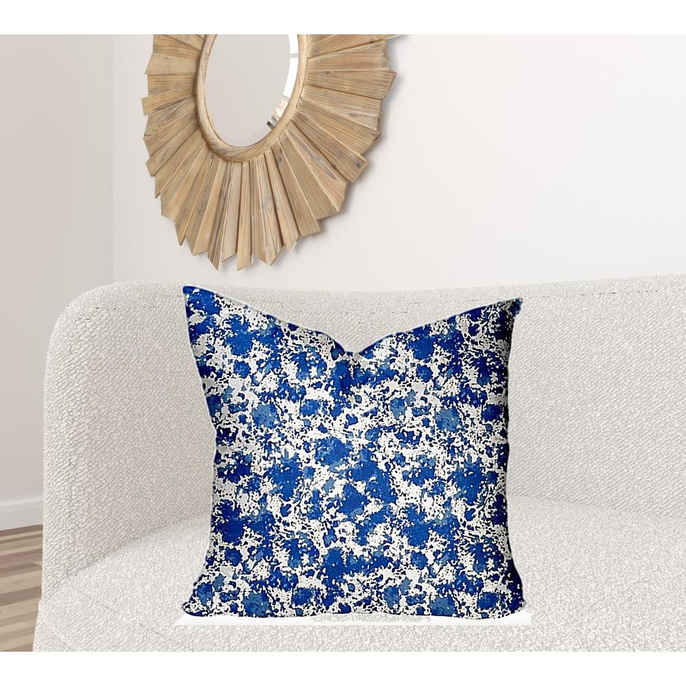 26" X 26" Blue And White Enveloped Coastal Throw Indoor Outdoor Pillow Cover. Picture 2