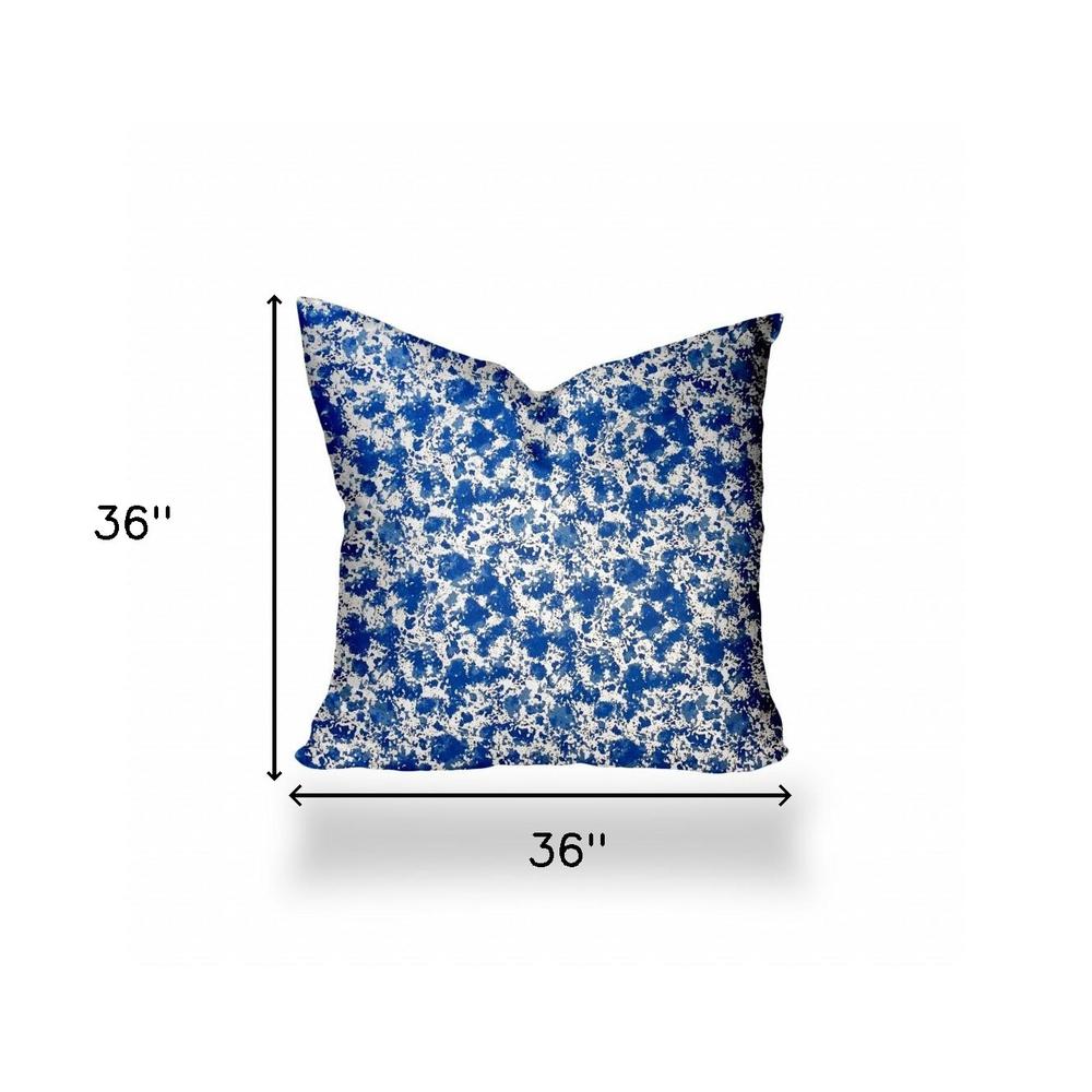 36" X 36" Blue And White Enveloped Coastal Throw Indoor Outdoor Pillow Cover. Picture 4