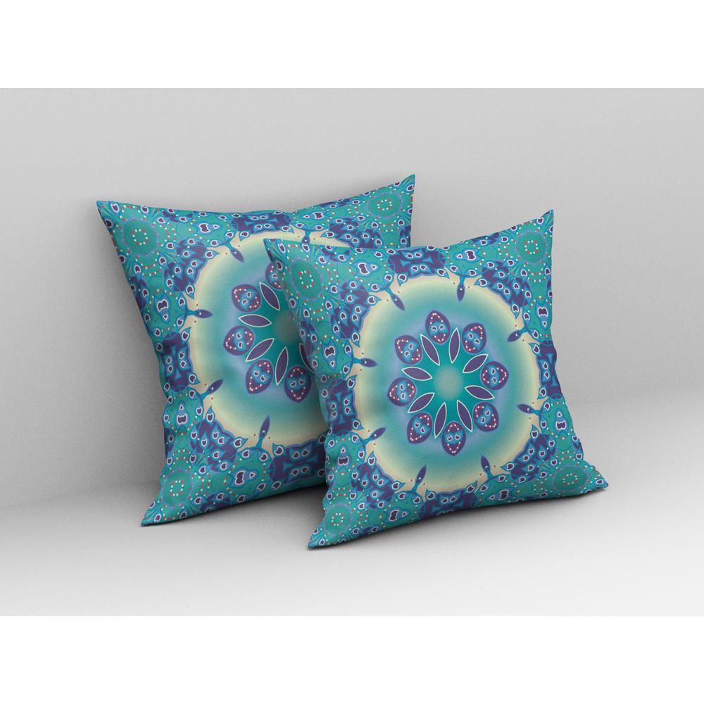 16” Green Blue Jewel Indoor Outdoor Zippered Throw Pillow. Picture 3
