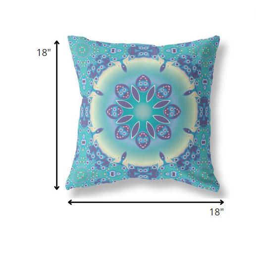 18” Green Blue Jewel Indoor Outdoor Zippered Throw Pillow. Picture 5