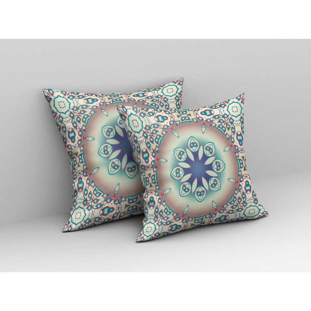 16” Mauve Blue Jewel Indoor Outdoor Zippered Throw Pillow. Picture 3