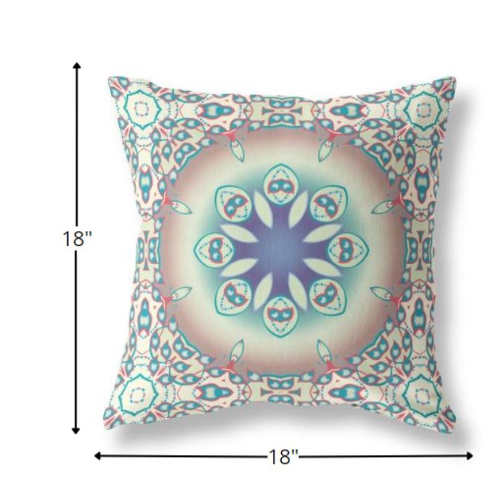 18” Mauve Blue Jewel Indoor Outdoor Zippered Throw Pillow. Picture 5