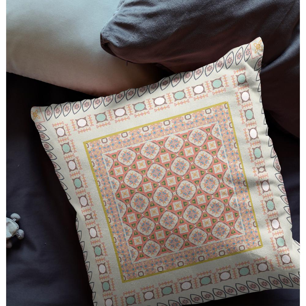 16” White Orange Block Indoor Outdoor Zippered Throw Pillow. Picture 4