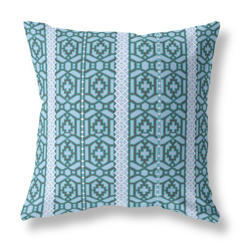 20"x20" Blue And Teal Zippered Broadcloth Trellis Throw Pillow. Picture 3