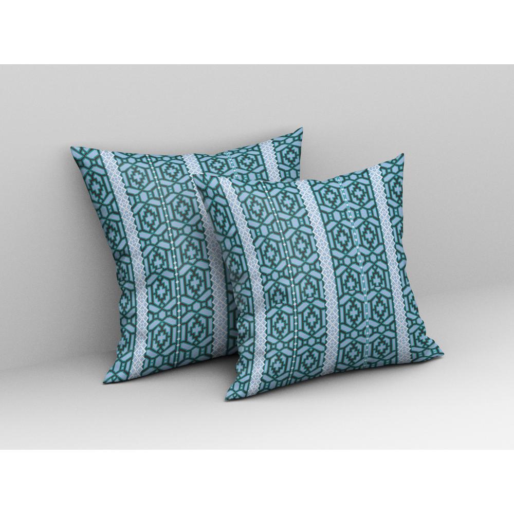 20"x20" Blue And Teal Zippered Broadcloth Trellis Throw Pillow. Picture 4