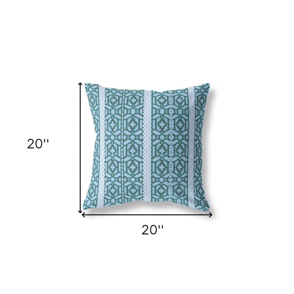 20"x20" Blue And Teal Zippered Broadcloth Trellis Throw Pillow. Picture 6