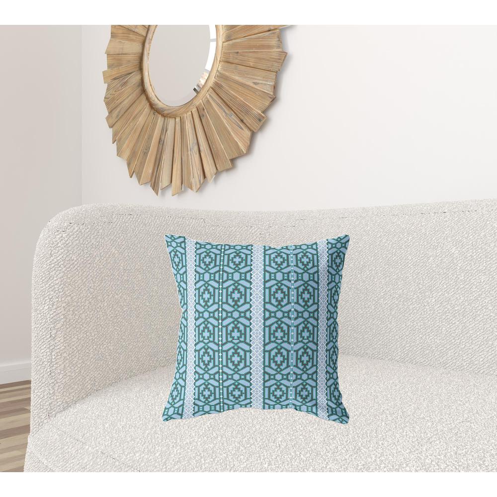 20"x20" Blue And Teal Zippered Broadcloth Trellis Throw Pillow. Picture 2