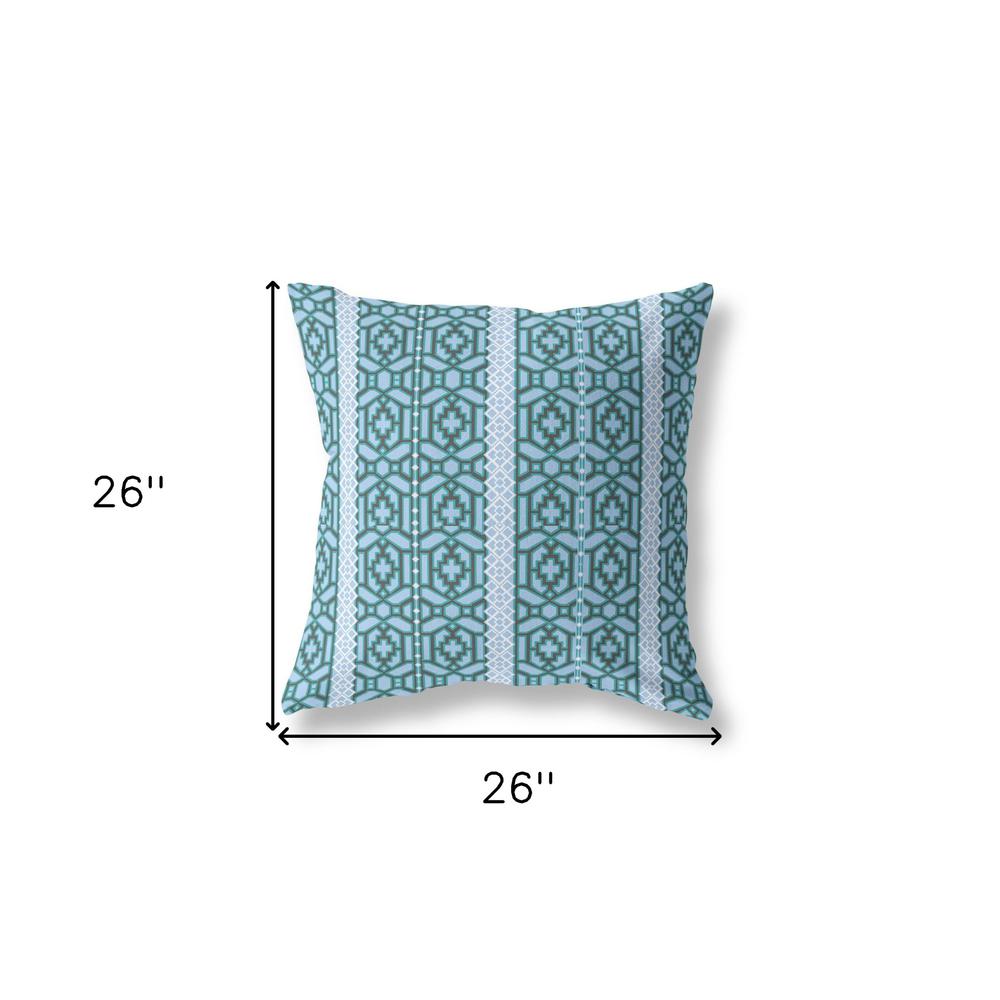 26"x26" Blue And Teal Zippered Broadcloth Trellis Throw Pillow. Picture 6