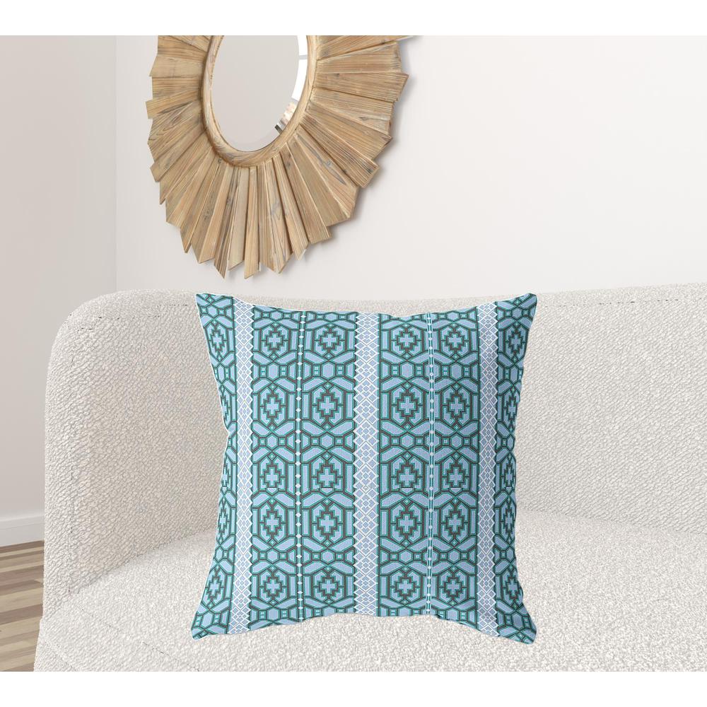 26"x26" Blue And Teal Zippered Broadcloth Trellis Throw Pillow. Picture 2