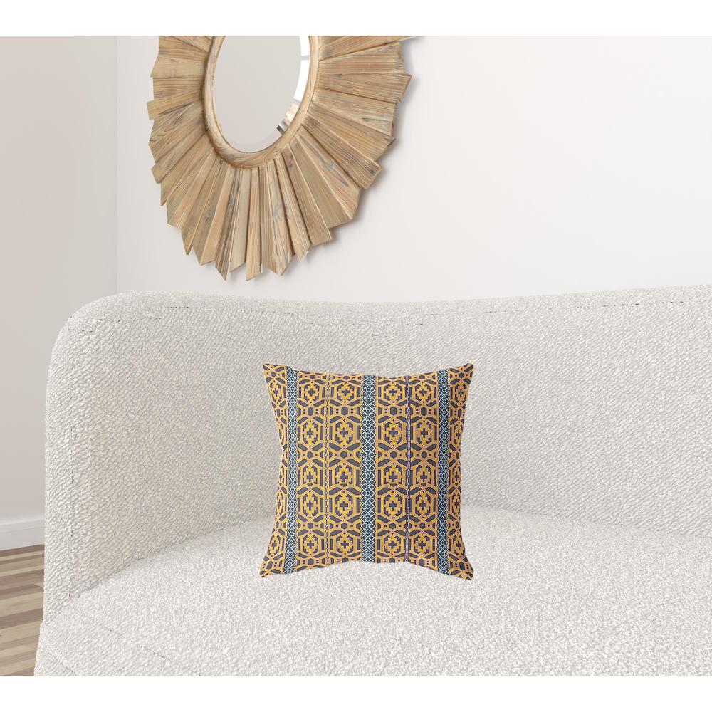 16" X 16" Brown And Yellow Zippered Trellis Indoor Outdoor Throw Pillow. Picture 2