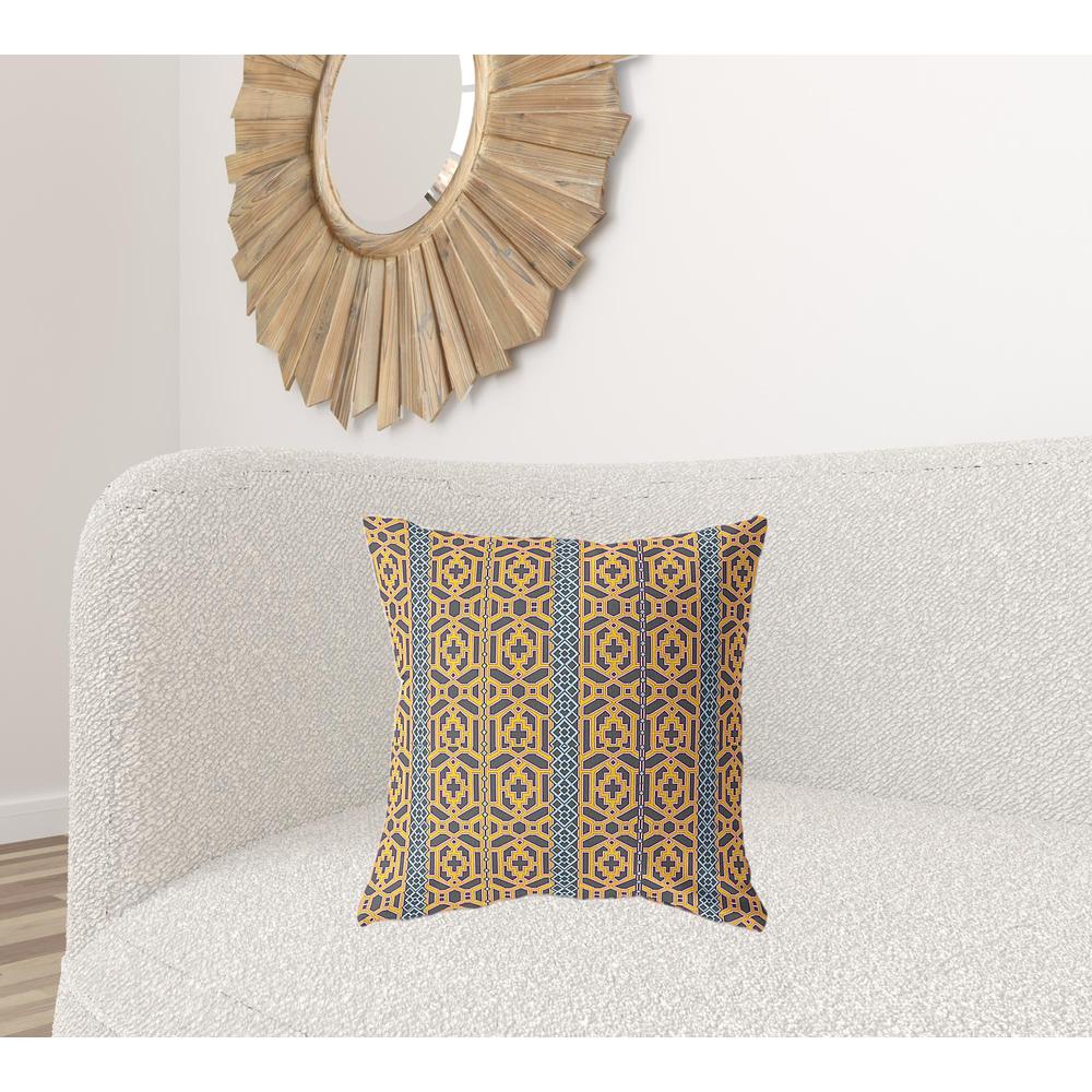 20" X 20" Brown And Yellow Zippered Trellis Indoor Outdoor Throw Pillow. Picture 2