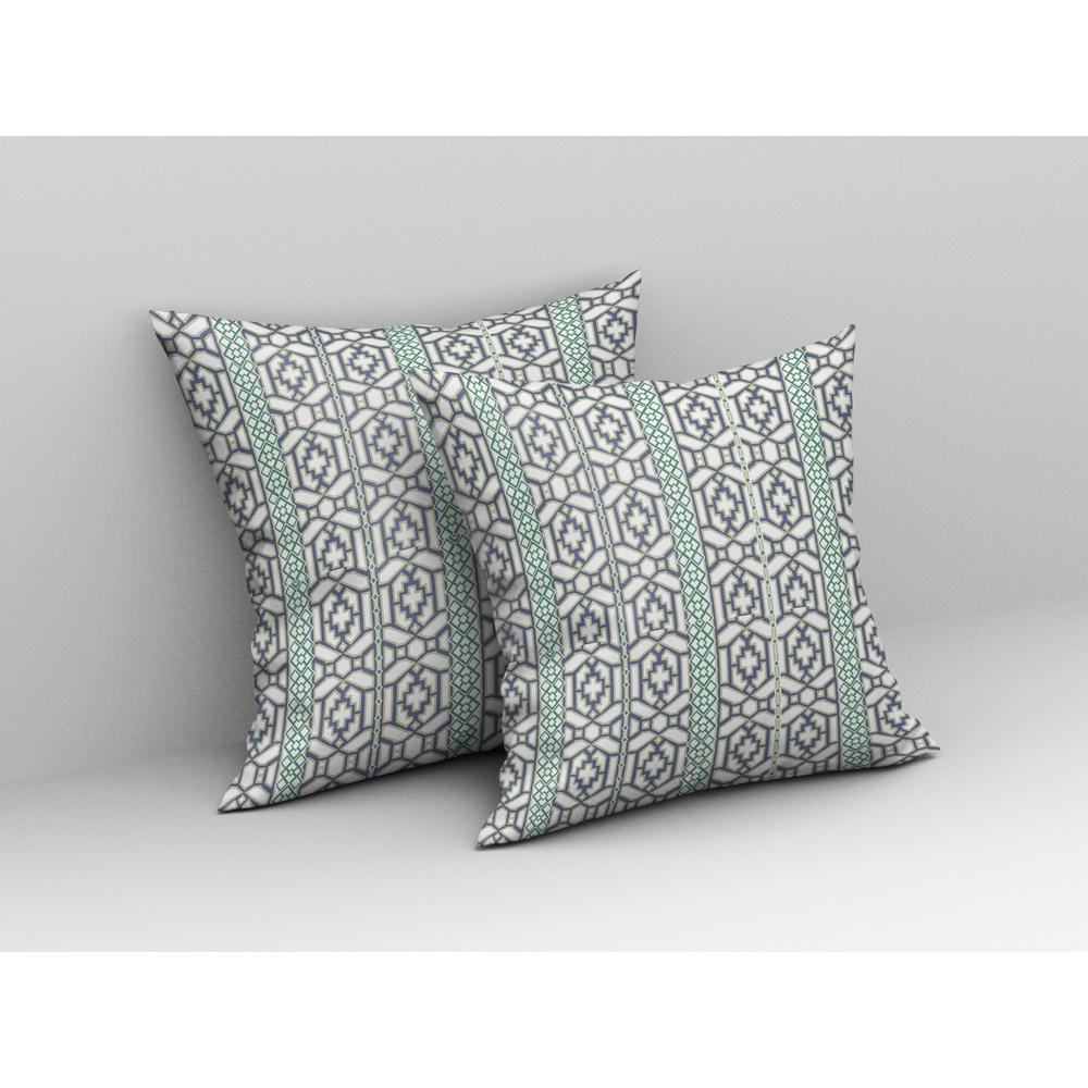 18” White Gray Linework Indoor Outdoor Zippered Throw Pillow. Picture 3