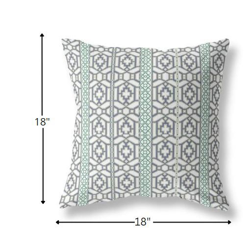 18” White Gray Linework Indoor Outdoor Zippered Throw Pillow. Picture 5