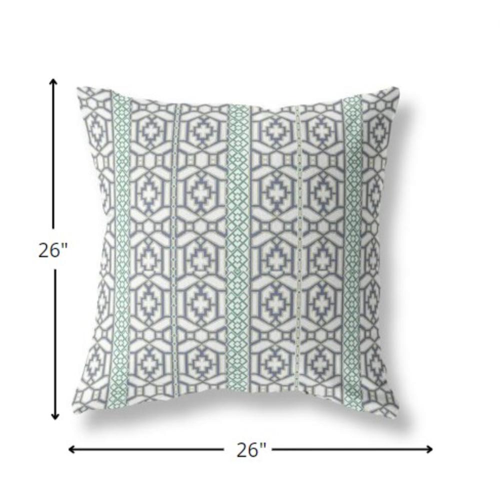 26” White Gray Linework Indoor Outdoor Zippered Throw Pillow. Picture 5