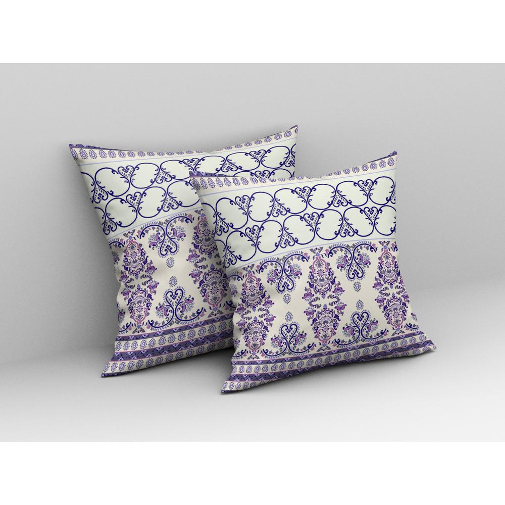 16"x16" Off White And Purple Gray Zip Broadcloth Damask Throw Pillow. Picture 4