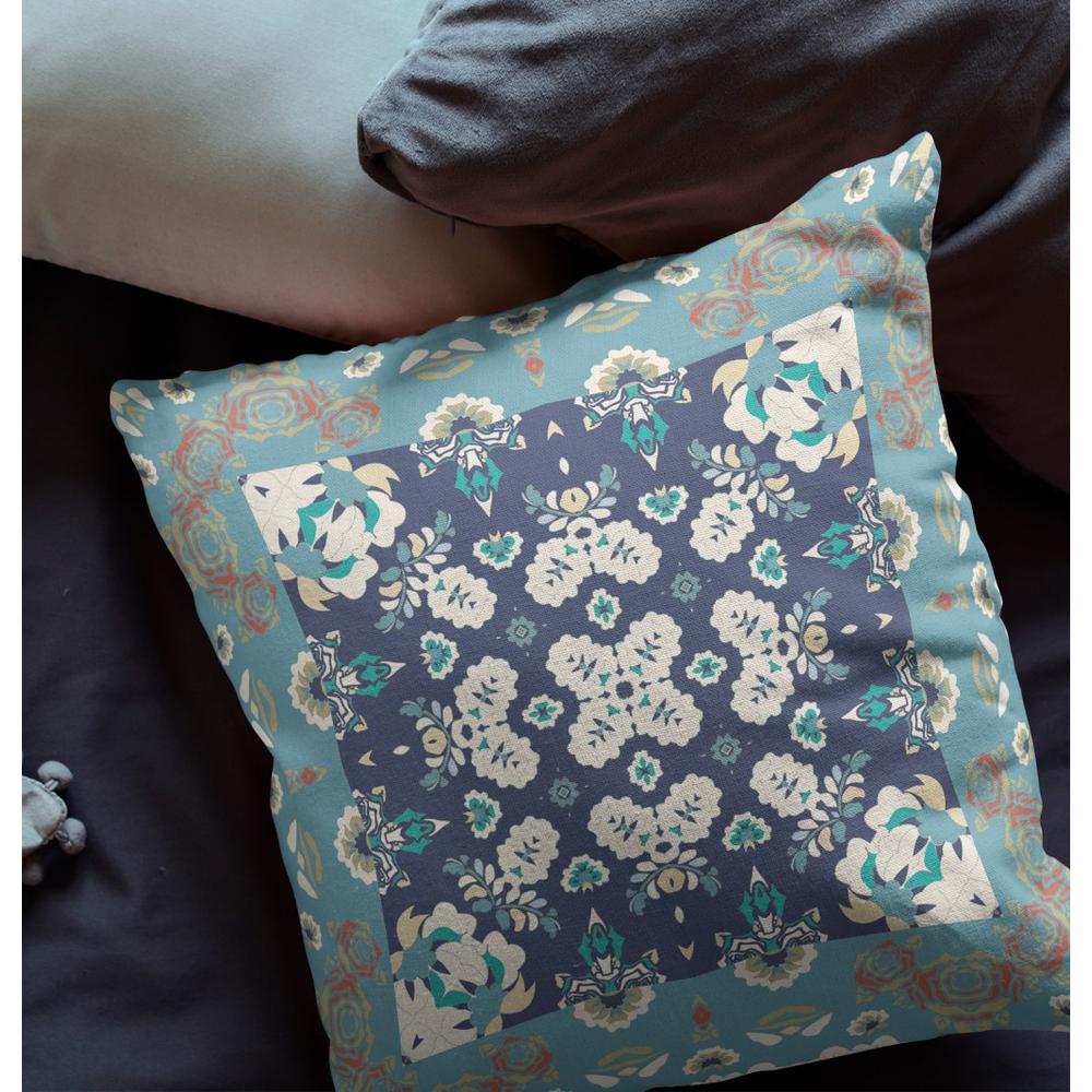16” Glacier Blue Rose Box Indoor Outdoor Zippered Throw Pillow. Picture 4