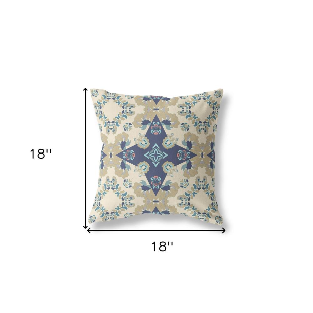 18” Sand Navy Diamond Star Indoor Outdoor Zippered Throw Pillow. Picture 5