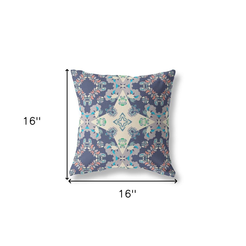 16” Navy White Diamond Star Indoor Outdoor Zippered Throw Pillow. Picture 5