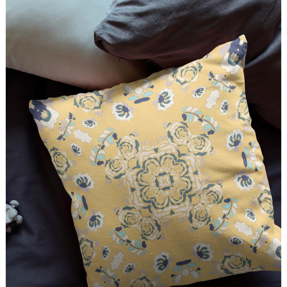 16” Yellow Navy Wreath Indoor Outdoor Zippered Throw Pillow. Picture 4