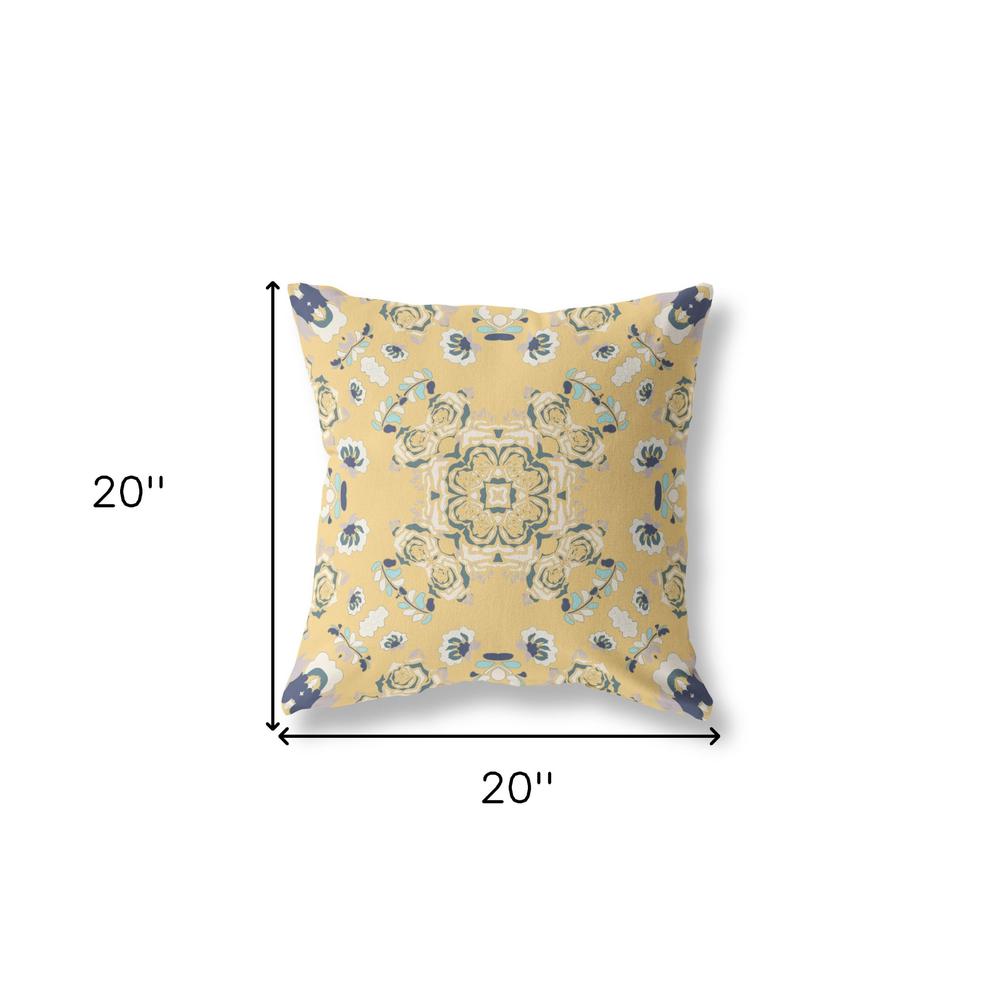 20” Yellow Navy Wreath Indoor Outdoor Zippered Throw Pillow. Picture 5