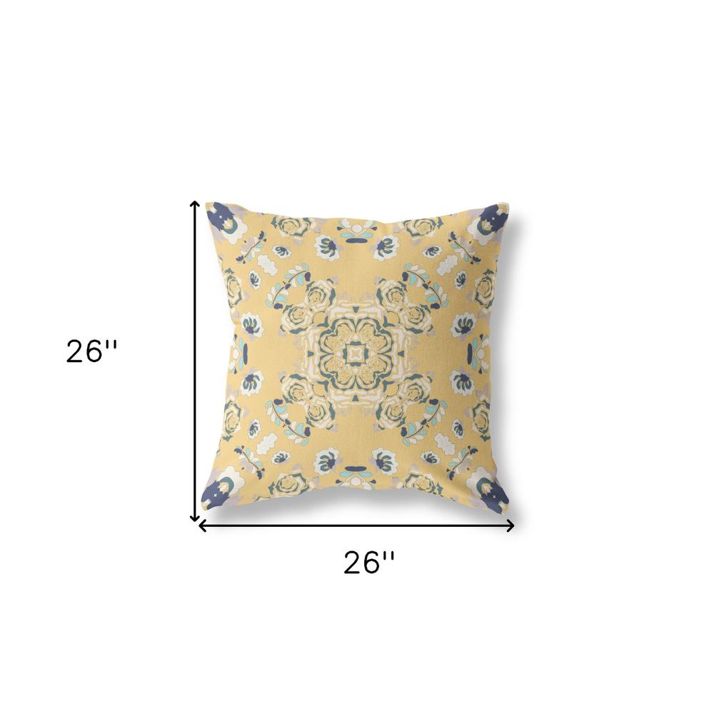 26” Yellow Navy Wreath Indoor Outdoor Zippered Throw Pillow. Picture 5