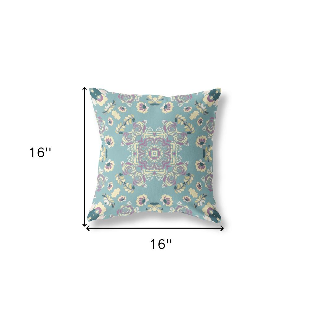 16” Blue Lavender Wreath Indoor Outdoor Zippered Throw Pillow. Picture 5